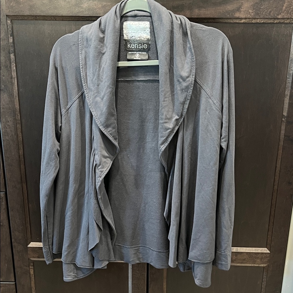 Kensie Charcoal Draped Cardigan size S.